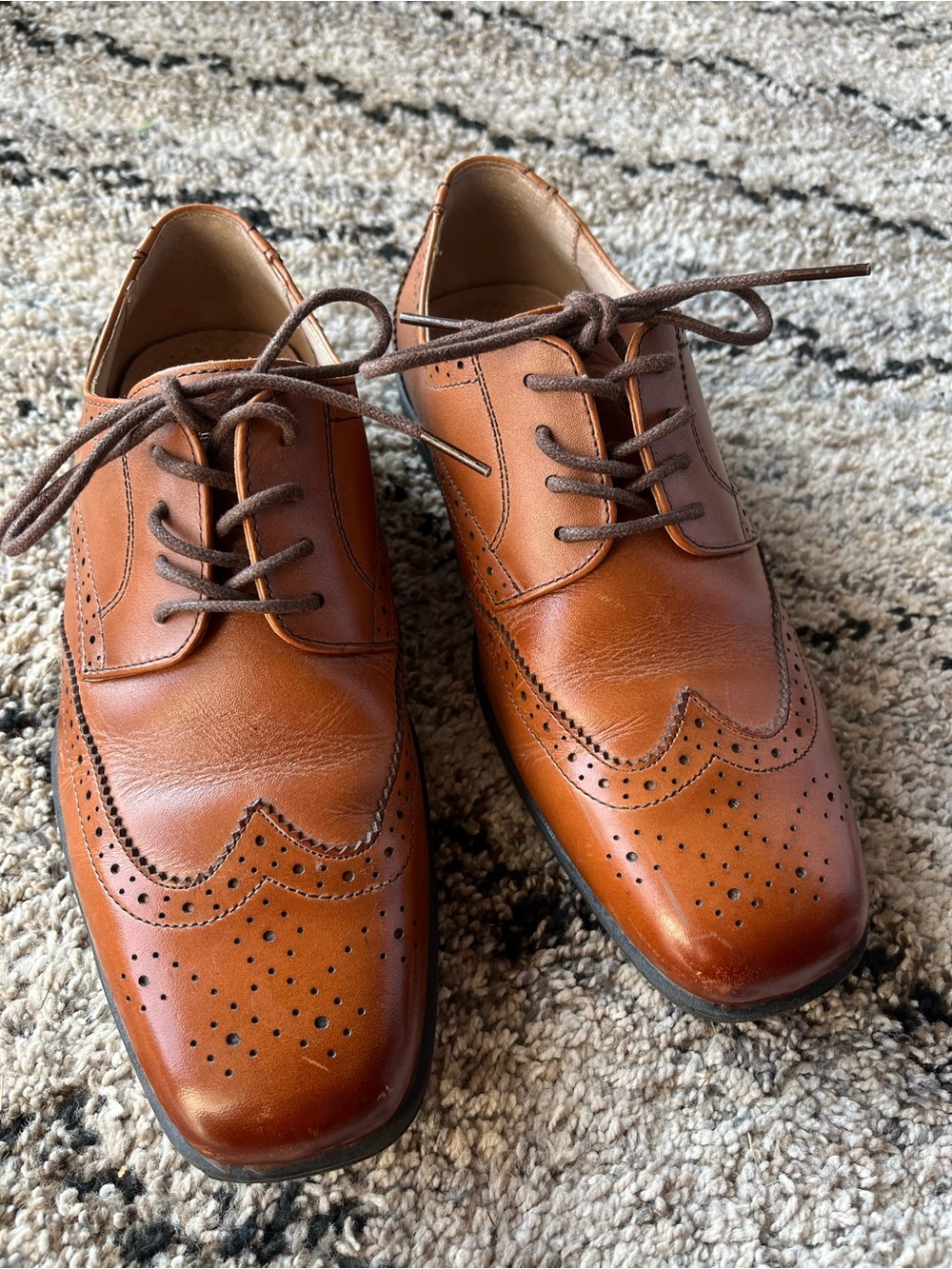 Florsheim Boys' Tan Brown Wingtip leather Dress Shoes
